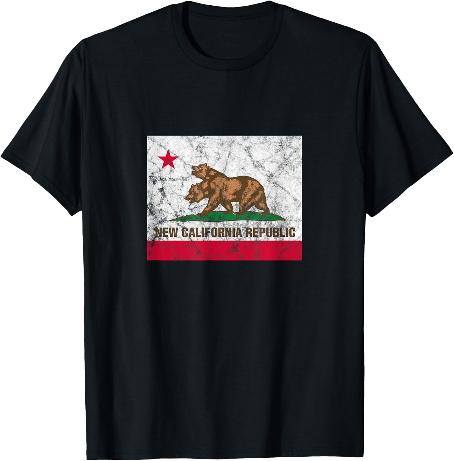 New California Republic NCR State Distressed Flag T-Shirt - T-Shirt | Black