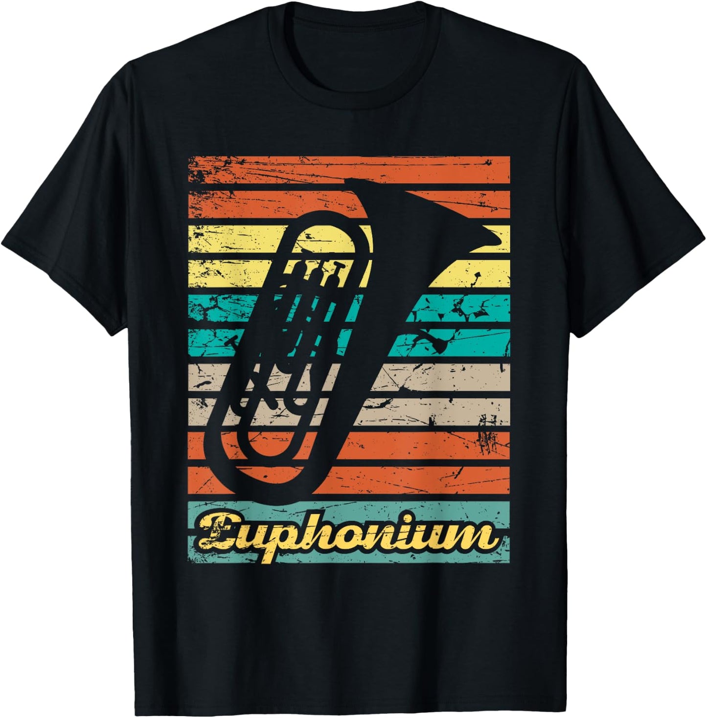 Retro Euphonium Player Euphoniumist Marching Band T-Shirt - T-Shirt | Black