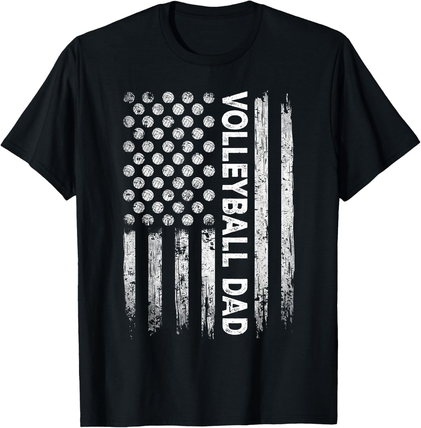 Vintage Volleyball Dad USA Flag Retro Fathers Day Daddy Papa T-Shirt - T-Shirt | Black