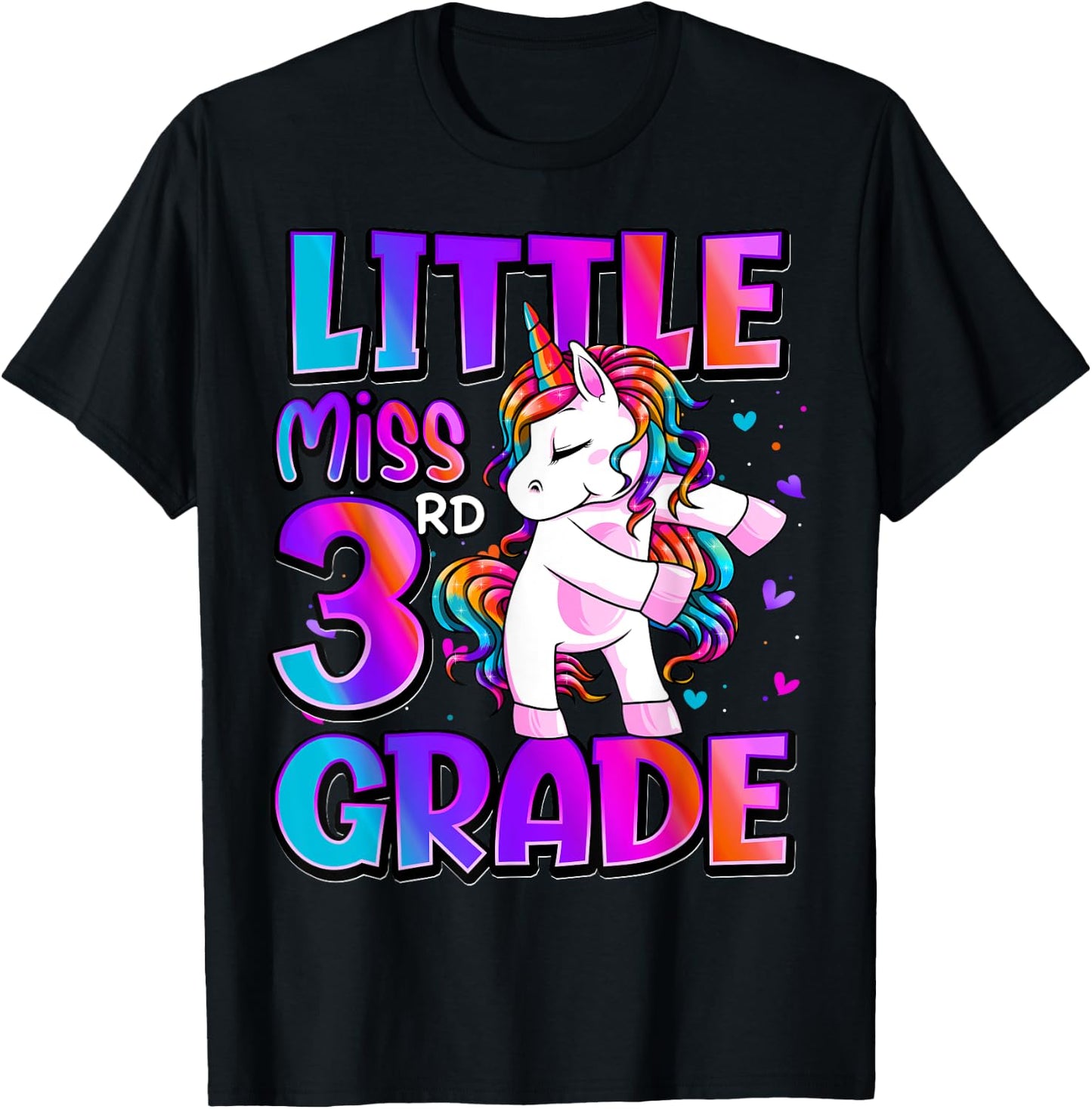 Little Miss 3rd Grade Unicorn Back To School 3rd Grade Girls T-Shirt - T-Shirt | Black