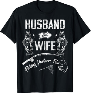 Husband and Wife Fishing Partners for Life for Couples T-Shirt - T-Shirt | Black