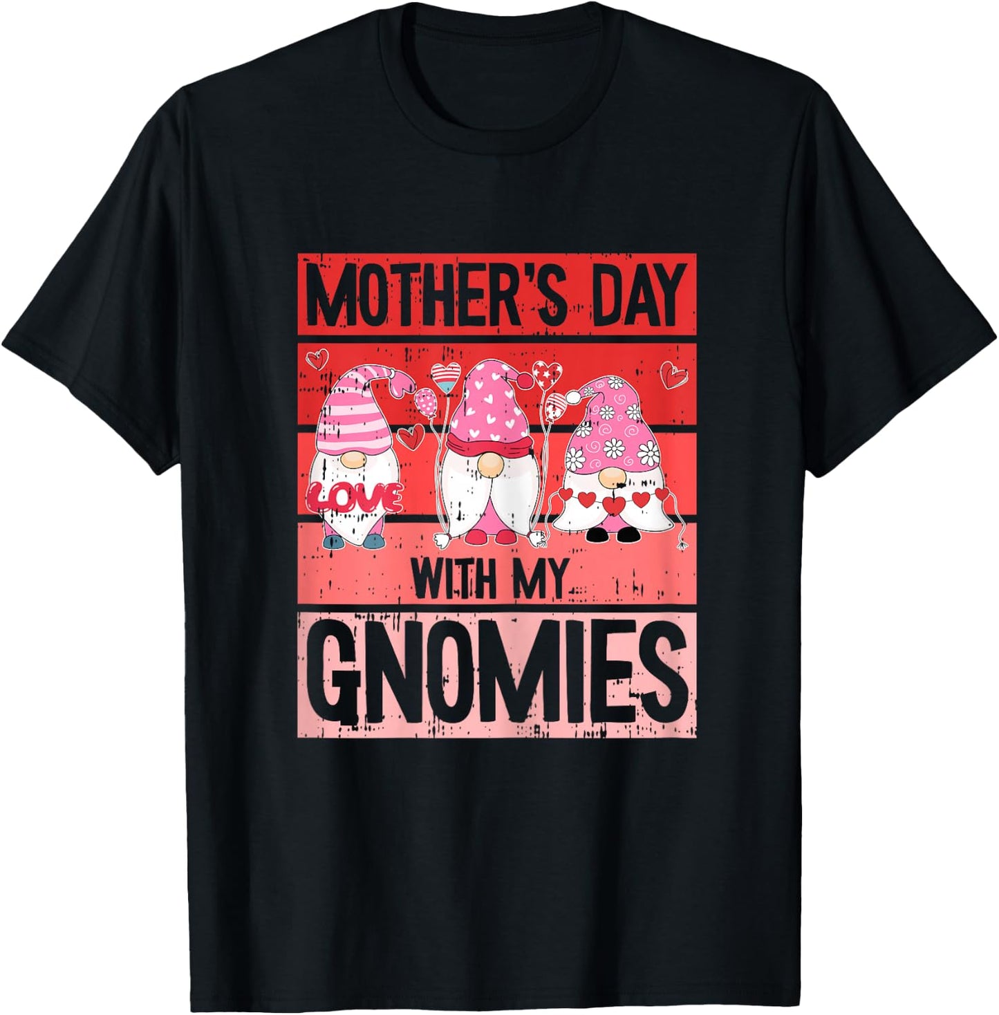 Mothers Day With My Gnomies Cute Gnome Mom Mama Momma T-Shirt - T-Shirt | Black