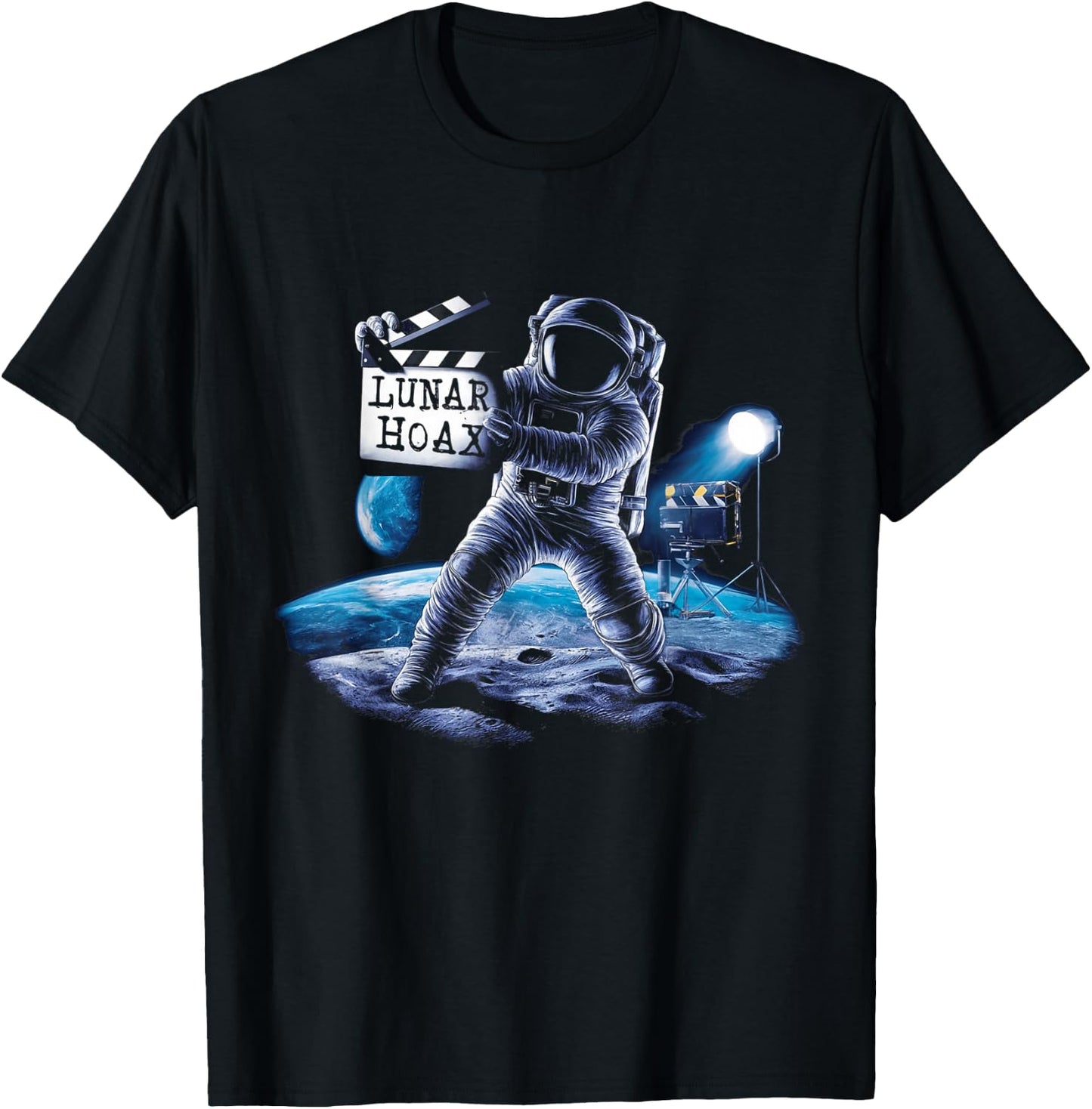 Astronaut Lunar Hoax Moon Landing Conspiracy Theory T-Shirt - T-Shirt | Black