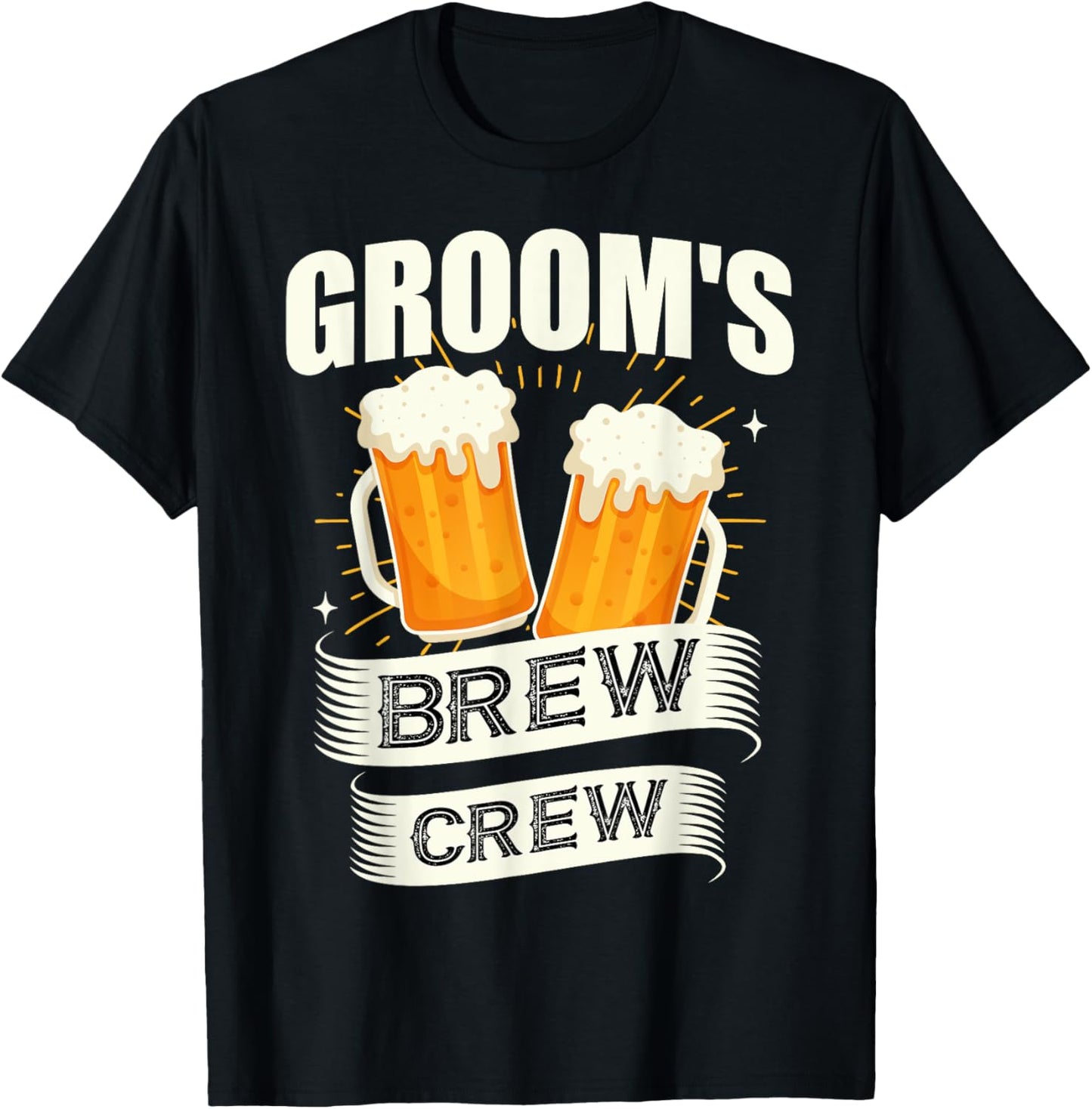 Groom's Brew Crew Beer Wedding Party Bachelor Party T-Shirt - T-Shirt | Black