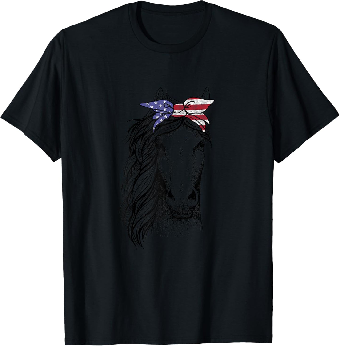 Horse Lovers Clothes with Bandana Apparel Women Kids Girls T-Shirt - T-Shirt | Black