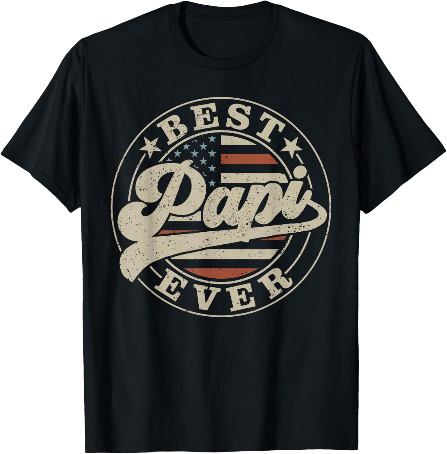 Best Papi Ever American US Flag Funny Father's Day T-Shirt - T-Shirt | Black