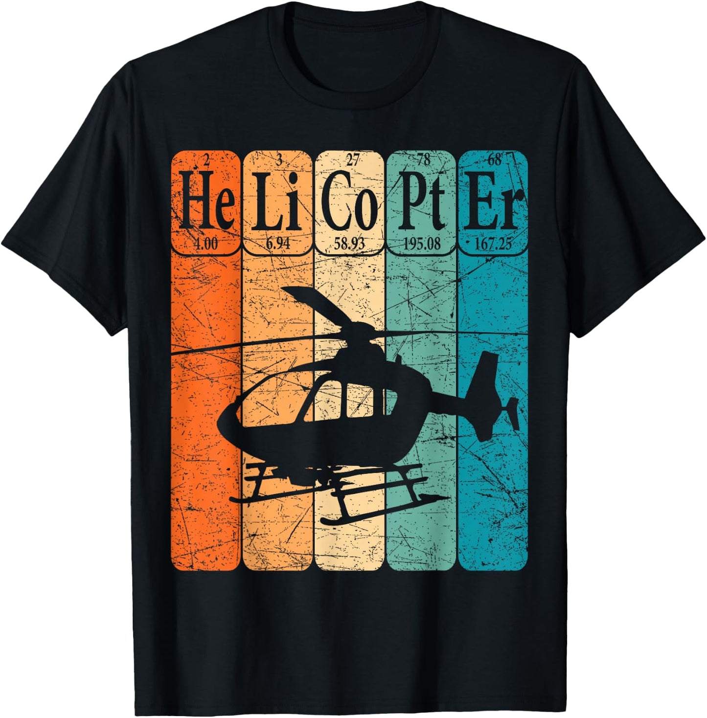 Helicopter Periodic Table Elements Aviation Helicopter Pilot T-Shirt - T-Shirt | Black