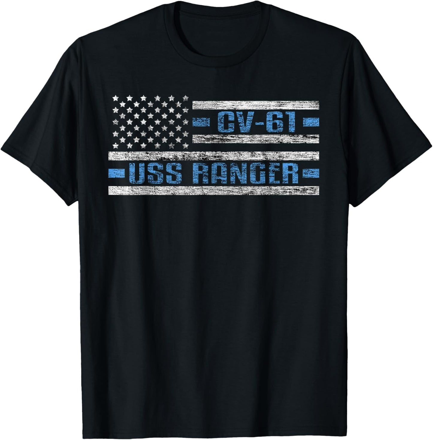 USS Ranger WWII Aircraft Carrier CV-61 US Army T-Shirt - T-Shirt | Black