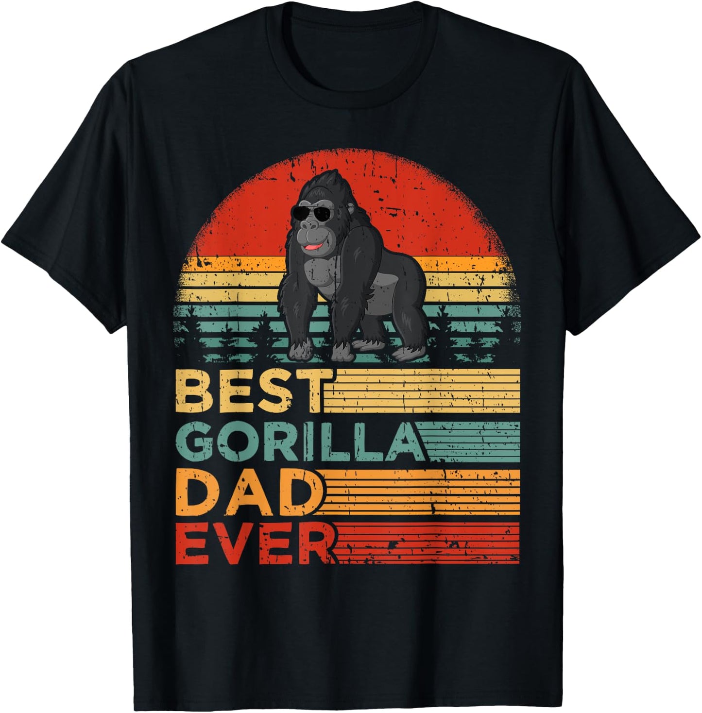 Best Gorilla Dad Ever Funny Vintage Gorilla Father's Day T-Shirt - T-Shirt | Black