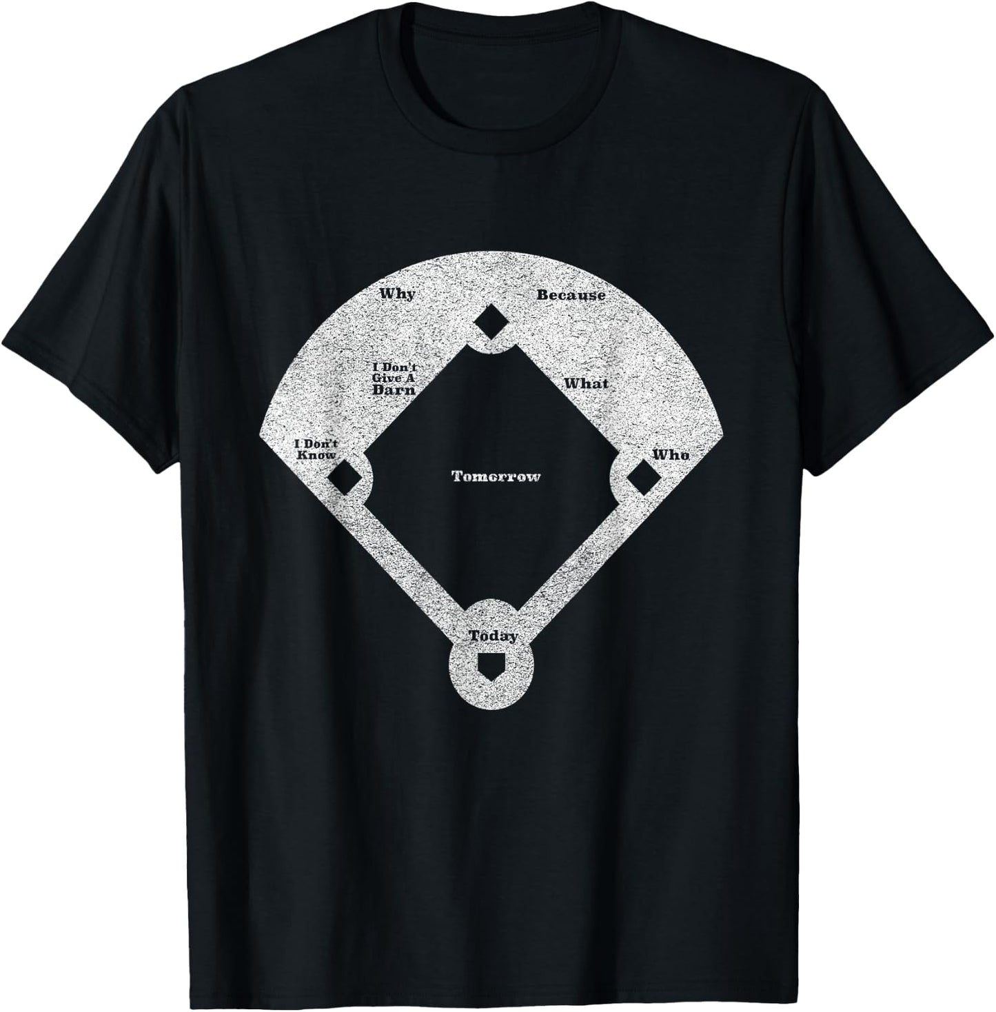 Funny Baseball Who's On First Distressed T-Shirt - T-Shirt | Black