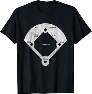 Funny Baseball Who's On First Distressed T-Shirt - T-Shirt | Black