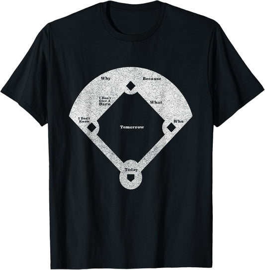 Funny Baseball Who's On First Distressed T-Shirt - T-Shirt | Black