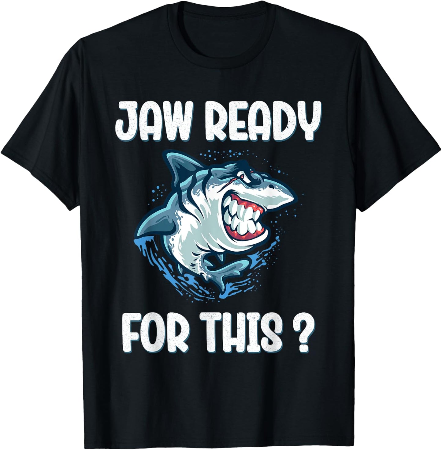 Kids Jaw Ready For This Funny Shark Lover Pun Ocean Wildlife T-Shirt - T-Shirt | Black