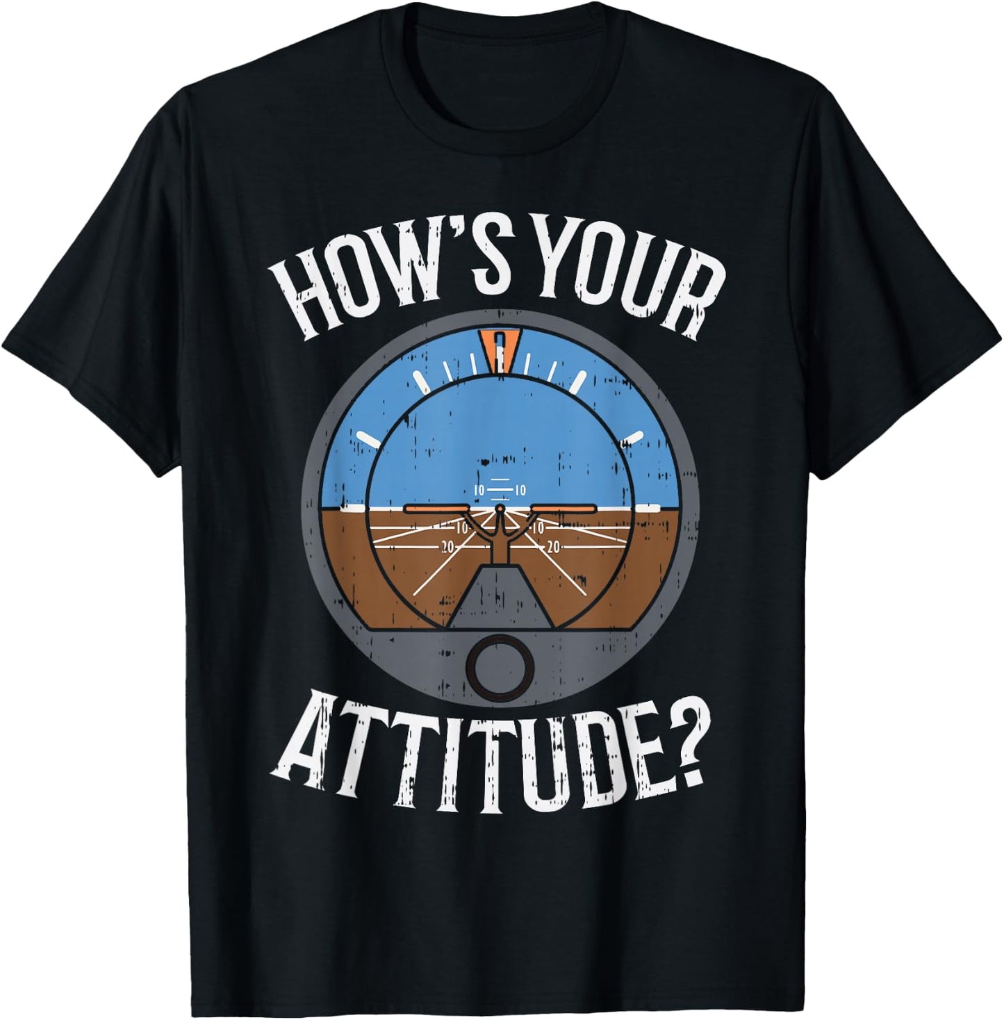 Hows Your Attitude Funny Altitude Aviation Humor Pilot Gift T-Shirt - T-Shirt | Black