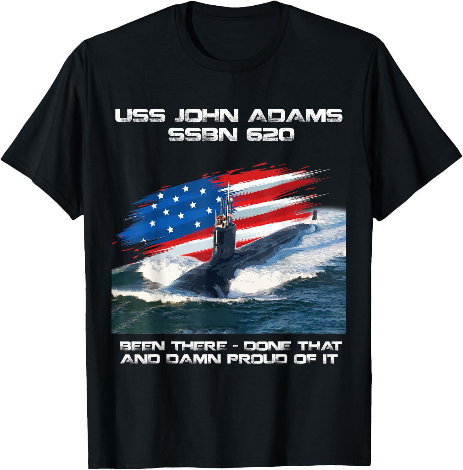 USS John Adams SSBN-620 American Flag Submarine Veteran Xmas Men T-Shirt - T-Shirt | Black