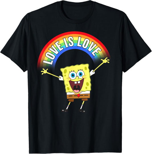 SpongeBob SquarePants Pride Love Is Love Rainbow T-Shirt - T-Shirt | Black