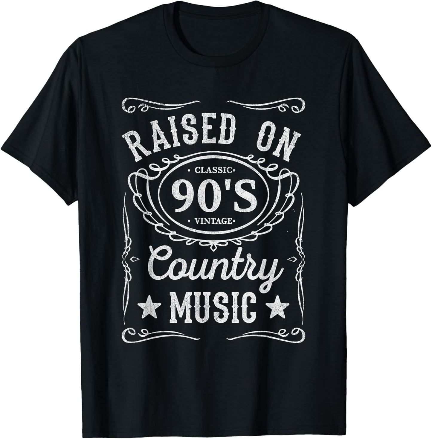 Raised On 90's Country Music Vintage Funny Retro Southern T-Shirt - T-Shirt | Black