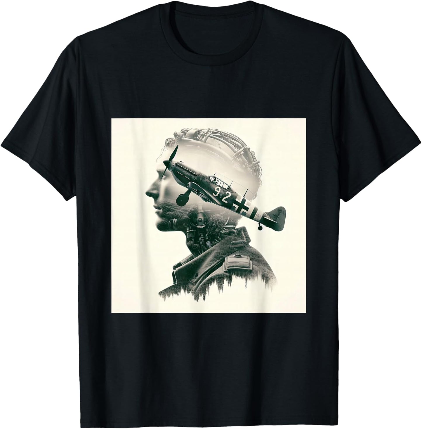 Aviation Legacy Silhouette Vintage Aircraft Enthusiast Art T-Shirt - T-Shirt | Black