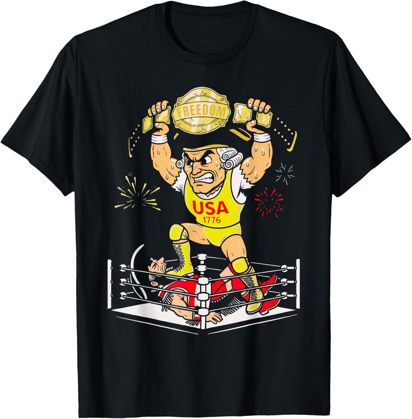 250 Years George Washington Wrestling USA 1776 4th of July T-Shirt - T-Shirt | Black
