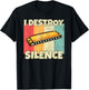 Funny Harmonica instrument I Destroy Silence for Harmonica T-Shirt - T-Shirt | Black
