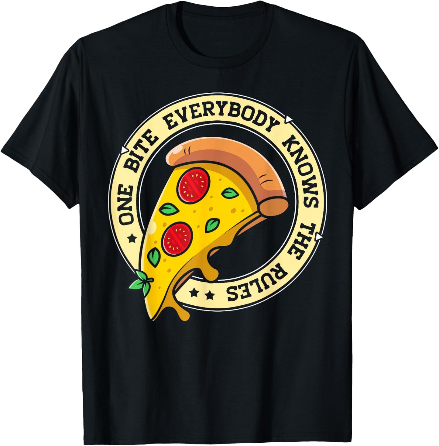 Funny 1 Pizza Everybody Knows The Rules Food Lover T-Shirt - T-Shirt | Black