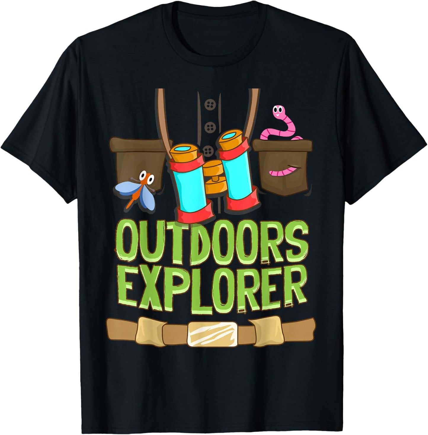 Outdoors Explorer Zookeeper Vest Bugs Binoculars Safari Kids T-Shirt - T-Shirt | Black