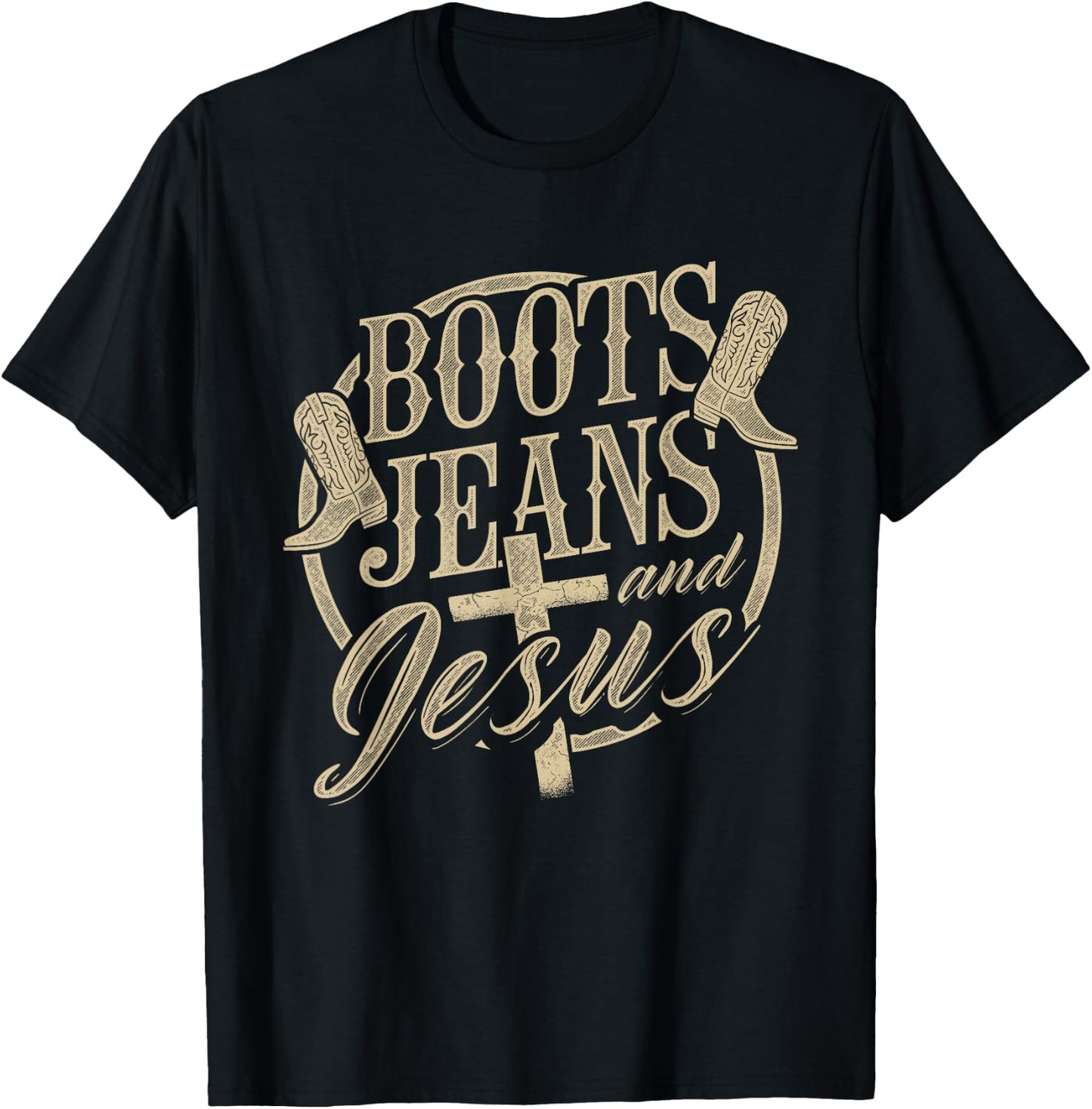 Boots Jeans And Jesus Equestrian Horse Lover Riding T-Shirt - T-Shirt | Black