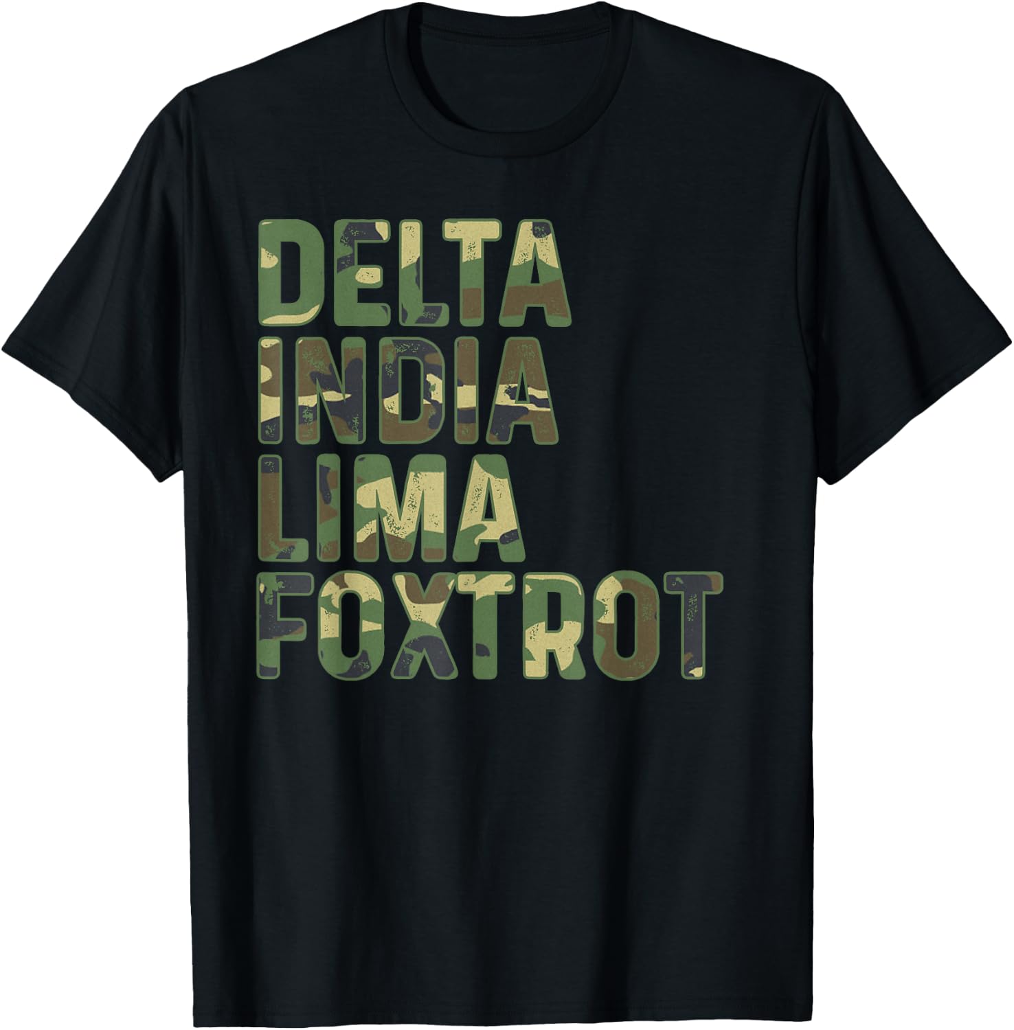Military Camouflage Delta India Lima Foxtrot DILF T-Shirt - T-Shirt | Black