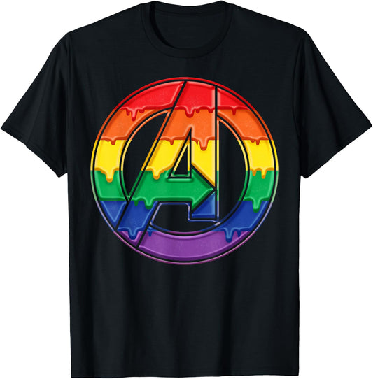 Marvel Avengers Rainbow Drip Logo T-Shirt - T-Shirt | Black