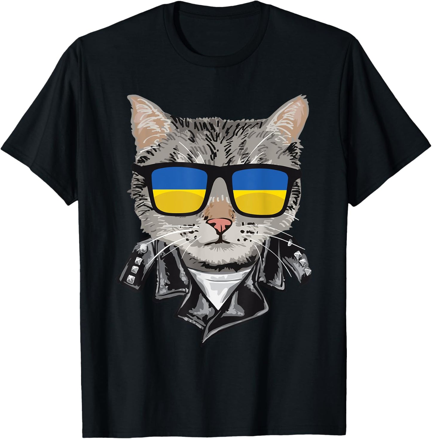 Cat Ukraine Flag Sunglasses - Cool Ukrainian Cat Women T-Shirt - T-Shirt | Black