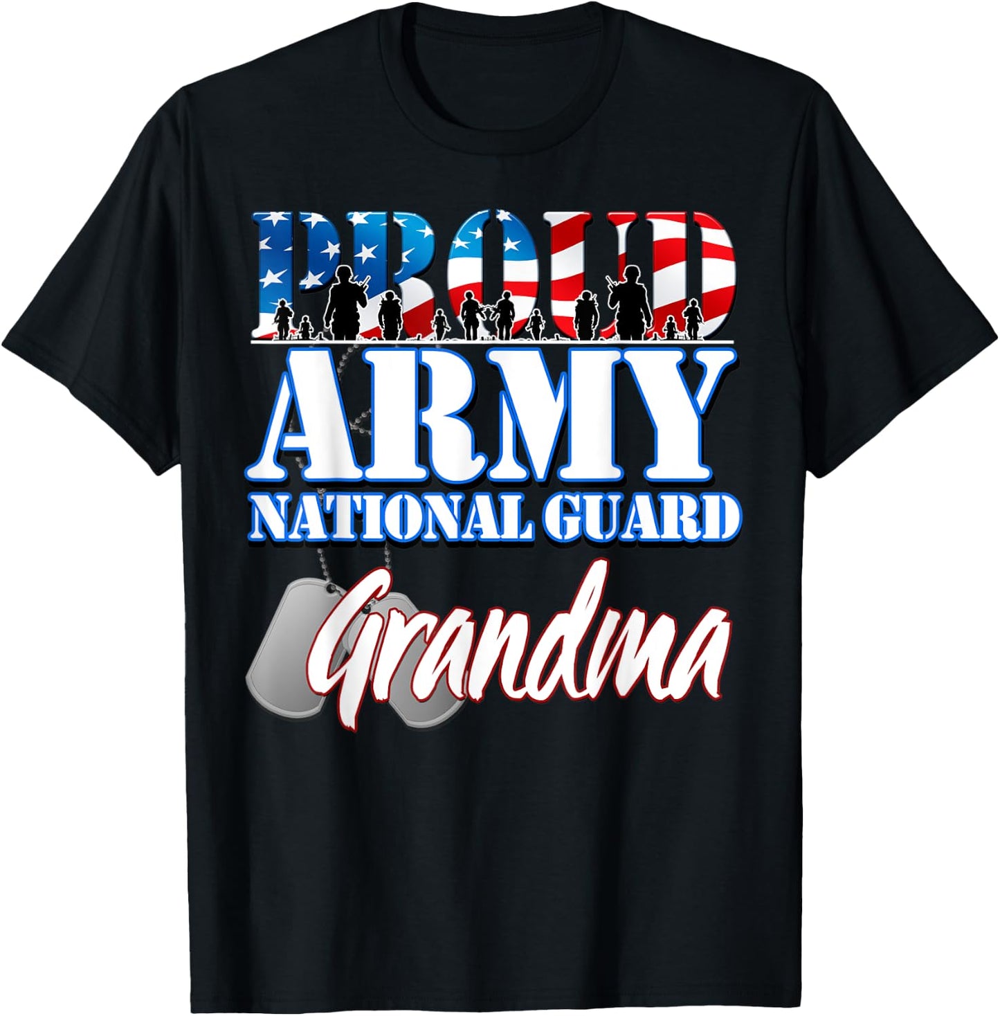 Proud Army National Guard Grandma Grandparents Day Shirt T-Shirt - T-Shirt | Black