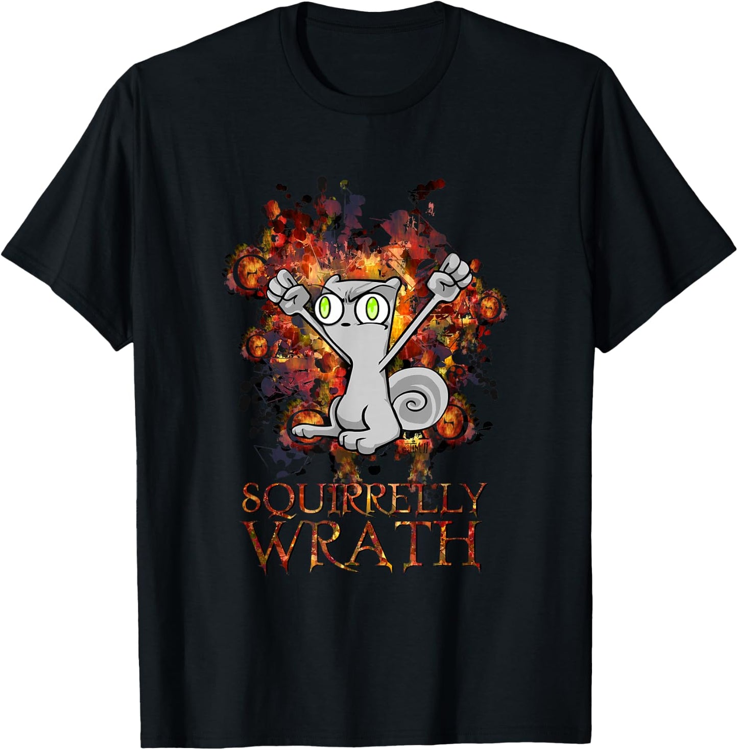 iLL WiLL PrEss, LLC Squirrelly Wrath: Foamy The Squirrel Adult Black Cartoon Animal T-Shirt - T-Shirt | Black