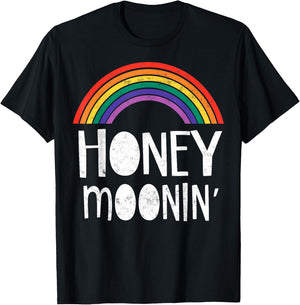 Gay Lesbian Just Married Wedding Party LGBT Honeymoon T-Shirt - T-Shirt | Black