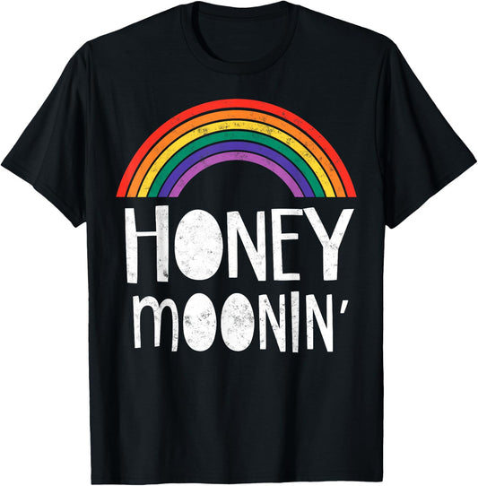 Gay Lesbian Just Married Wedding Party LGBT Honeymoon T-Shirt - T-Shirt | Black