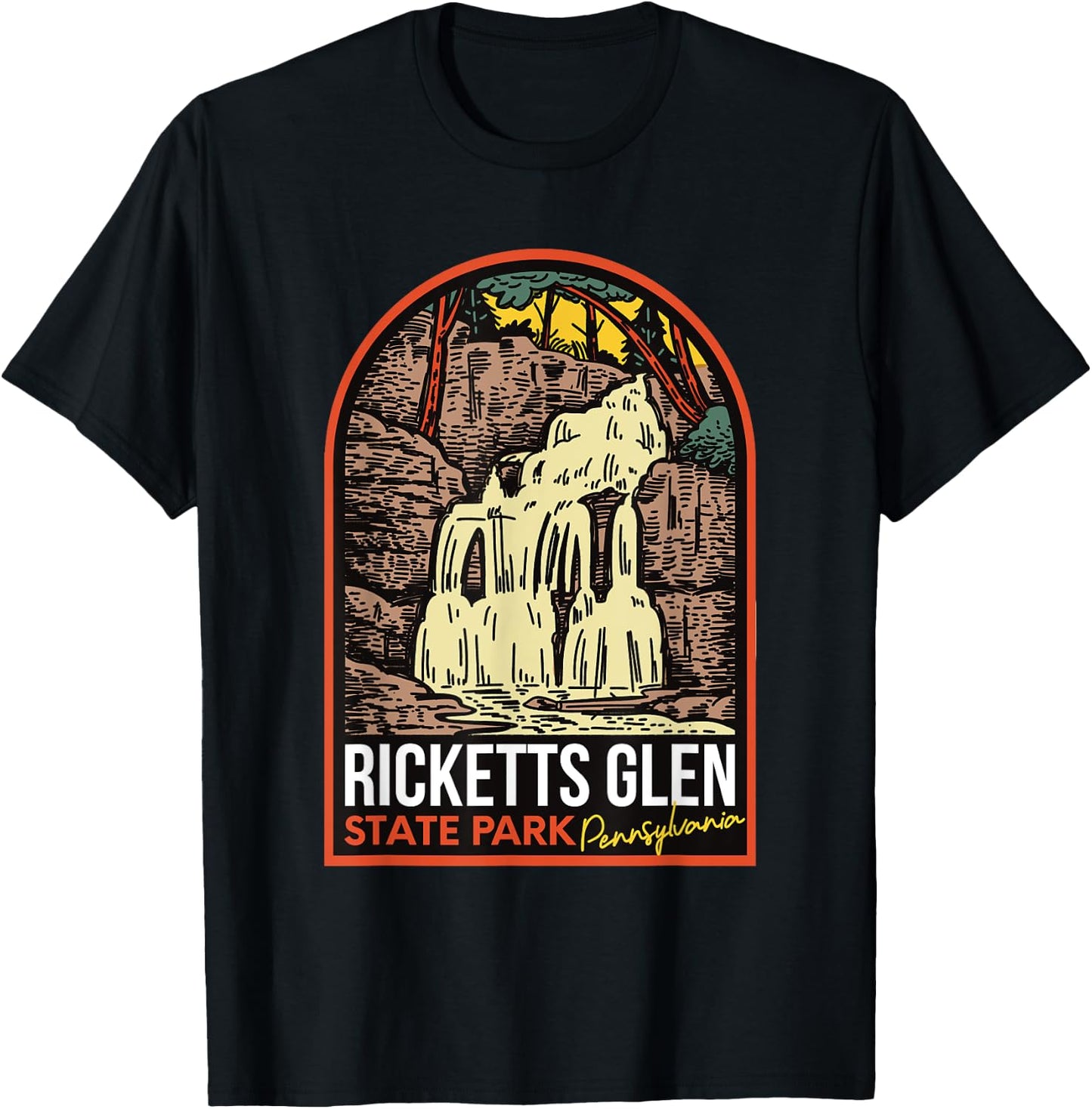 Ricketts Glen State Park Pennsylvania Vintage T-Shirt - T-Shirt | Black
