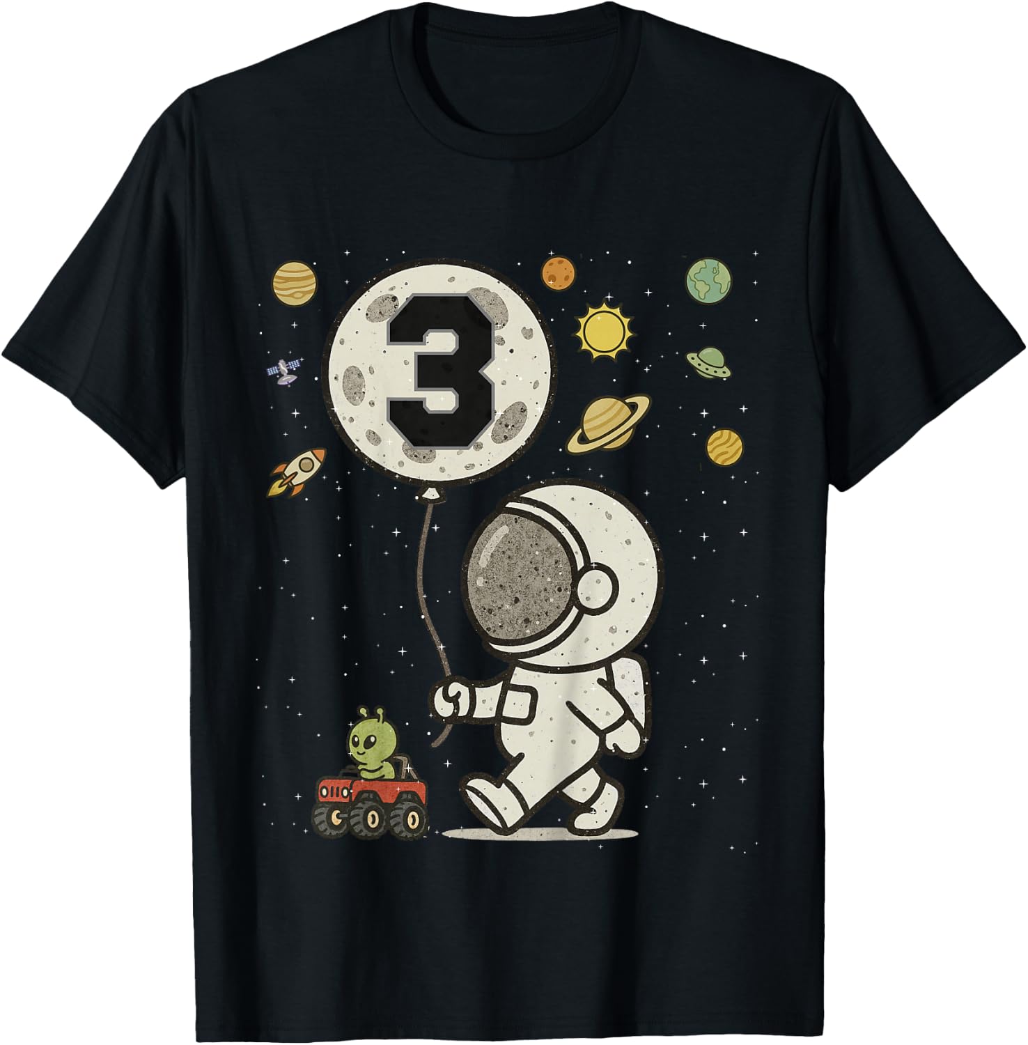 Astronaut 3rd Birthday 3 Year Old Space Matching Family T-Shirt - T-Shirt | Black
