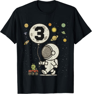 Astronaut 3rd Birthday 3 Year Old Space Matching Family T-Shirt - T-Shirt | Black