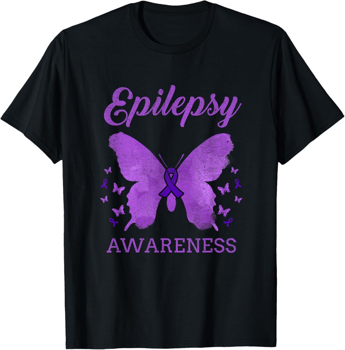 Epilepsy Awareness Butterfly Vintage T-Shirt - T-Shirt | Black
