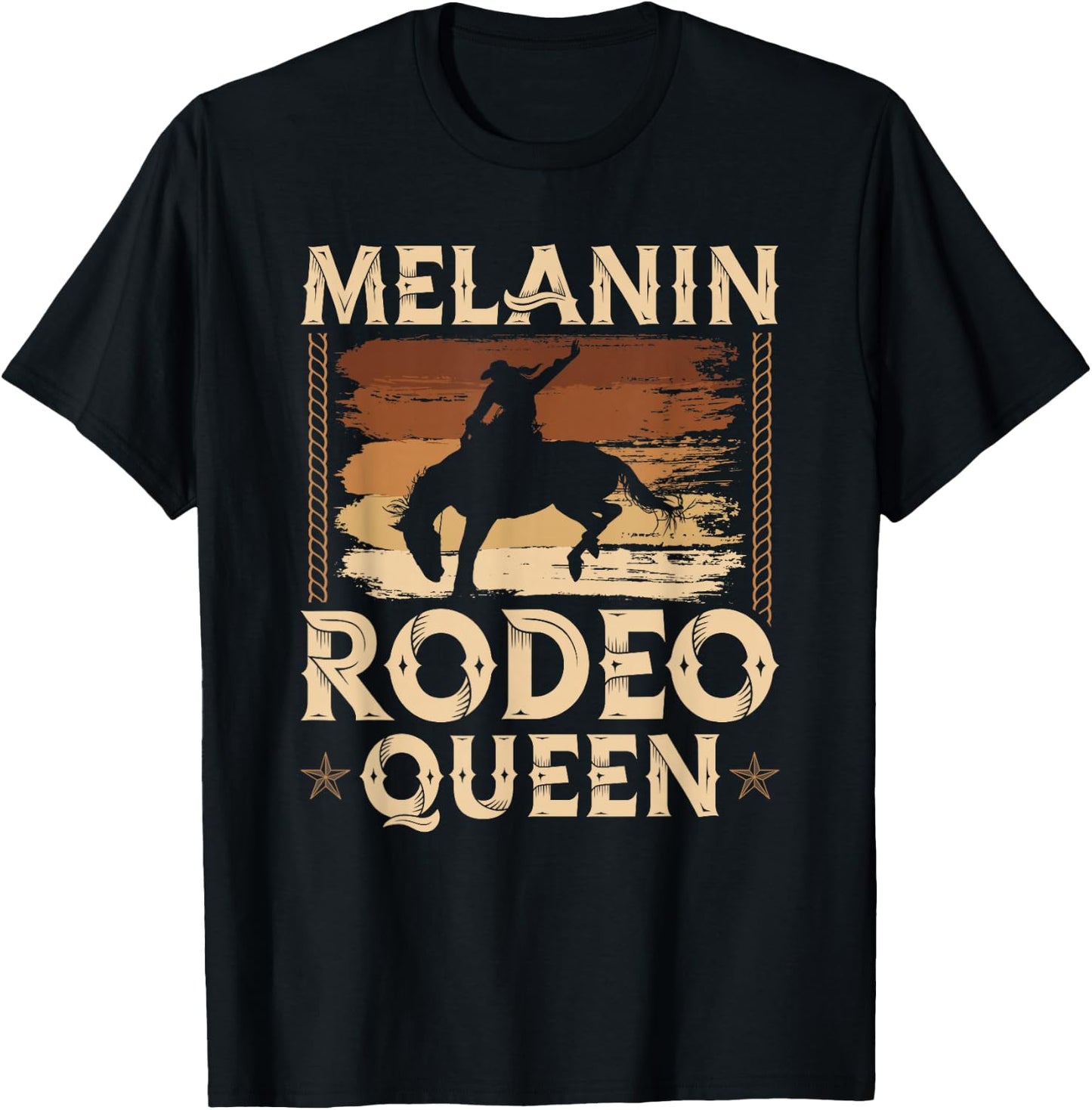 Bronc Riding Melanin Rodeo Queen African American Cowgirl T-Shirt - T-Shirt | Black