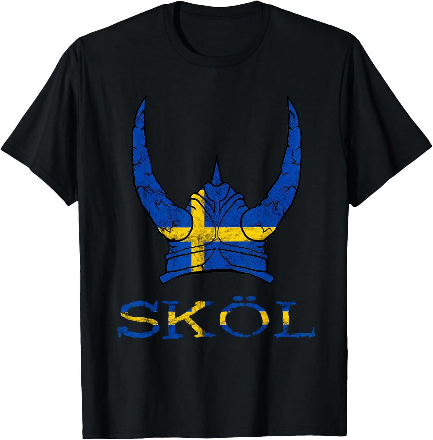 Skol Swedish Viking Helmet Sweden Nordic Northman Swede T-Shirt - T-Shirt | Black