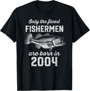 21 Year Old: Fisherman Fishing 2004 21st Birthday T-Shirt - T-Shirt | Black