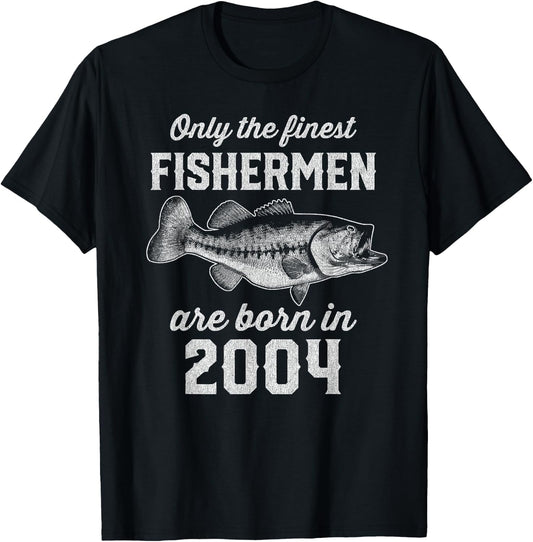 21 Year Old: Fisherman Fishing 2004 21st Birthday T-Shirt - T-Shirt | Black