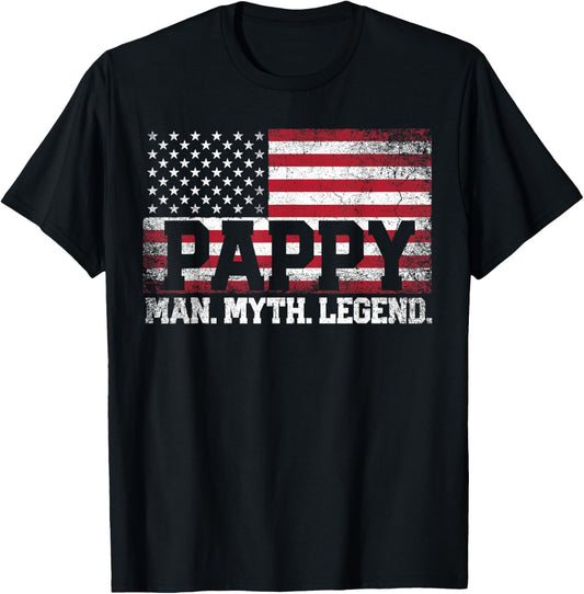 Pappy The Man The Myth The Legend Grandpa T-Shirt - T-Shirt | Black