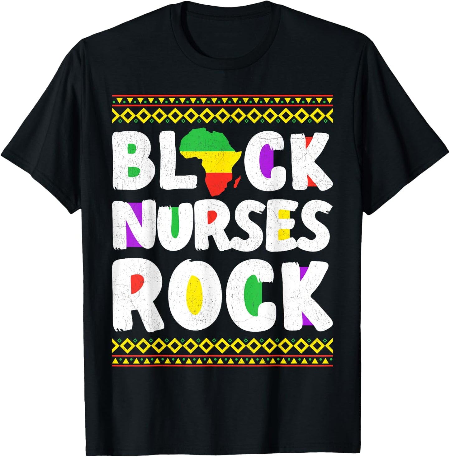 African American Black Nurse Rock Juneteenth T-Shirt - T-Shirt | Black
