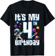 Kids It's My 4th Birthday Astronaut Space Planets Four Years Old T-Shirt - T-Shirt | Black