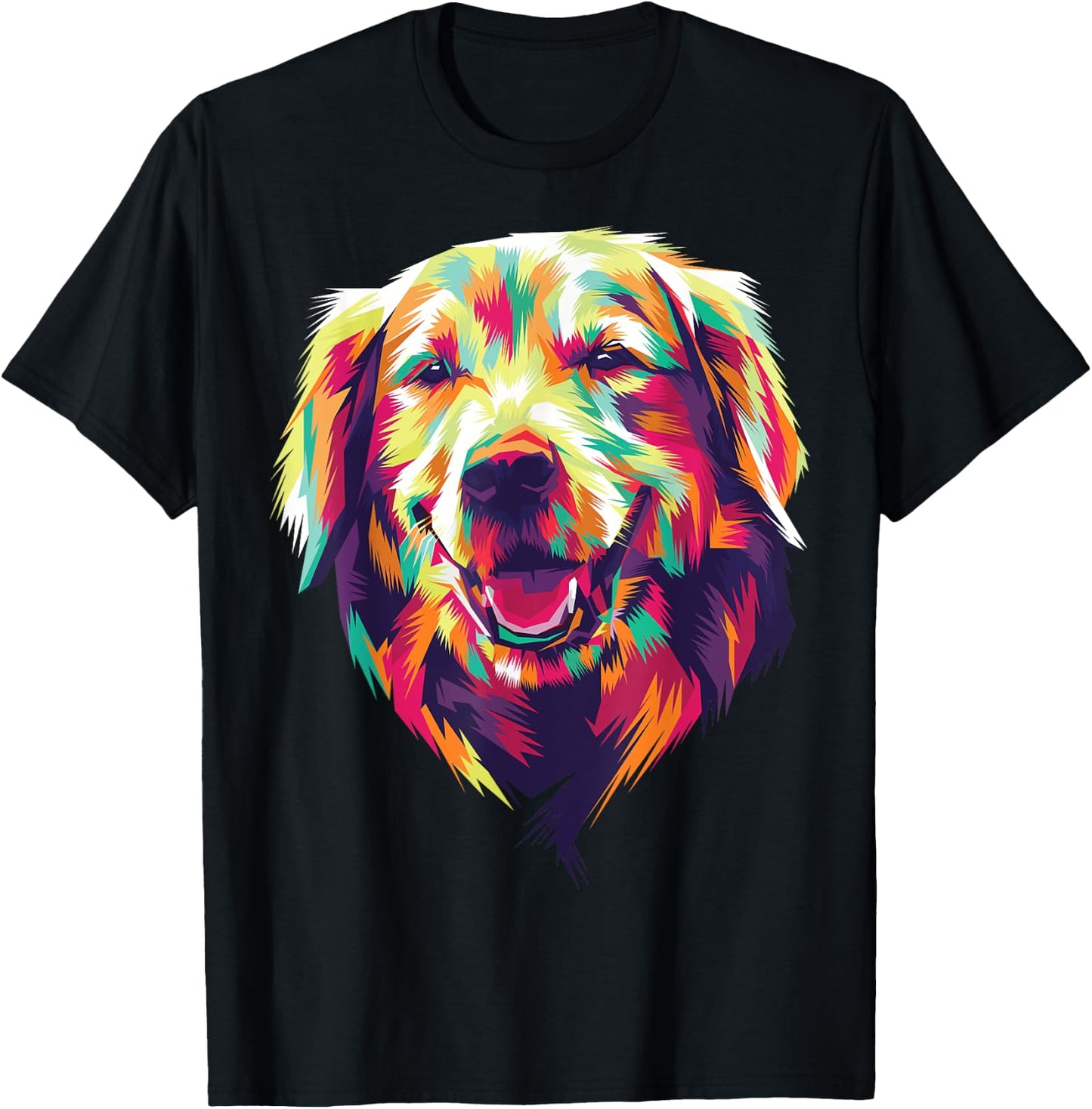 colorful Golden Retriever head face dog for lovers of dogs Women Kids T-Shirt - T-Shirt | Black