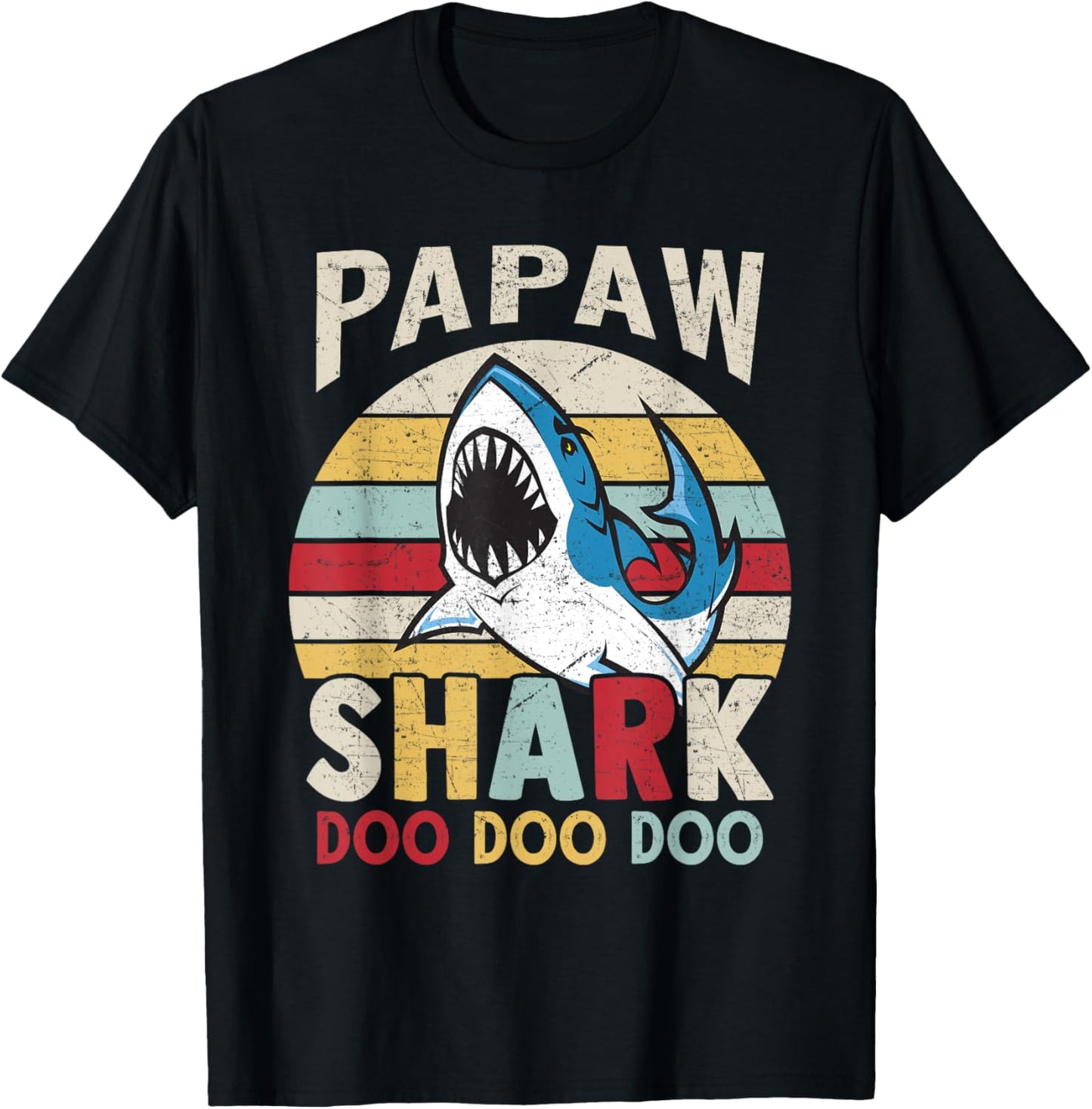 FAMILY 365 Fathers Day Funny Papaw Shark Grandpa Gift Men T-Shirt - T-Shirt | Black