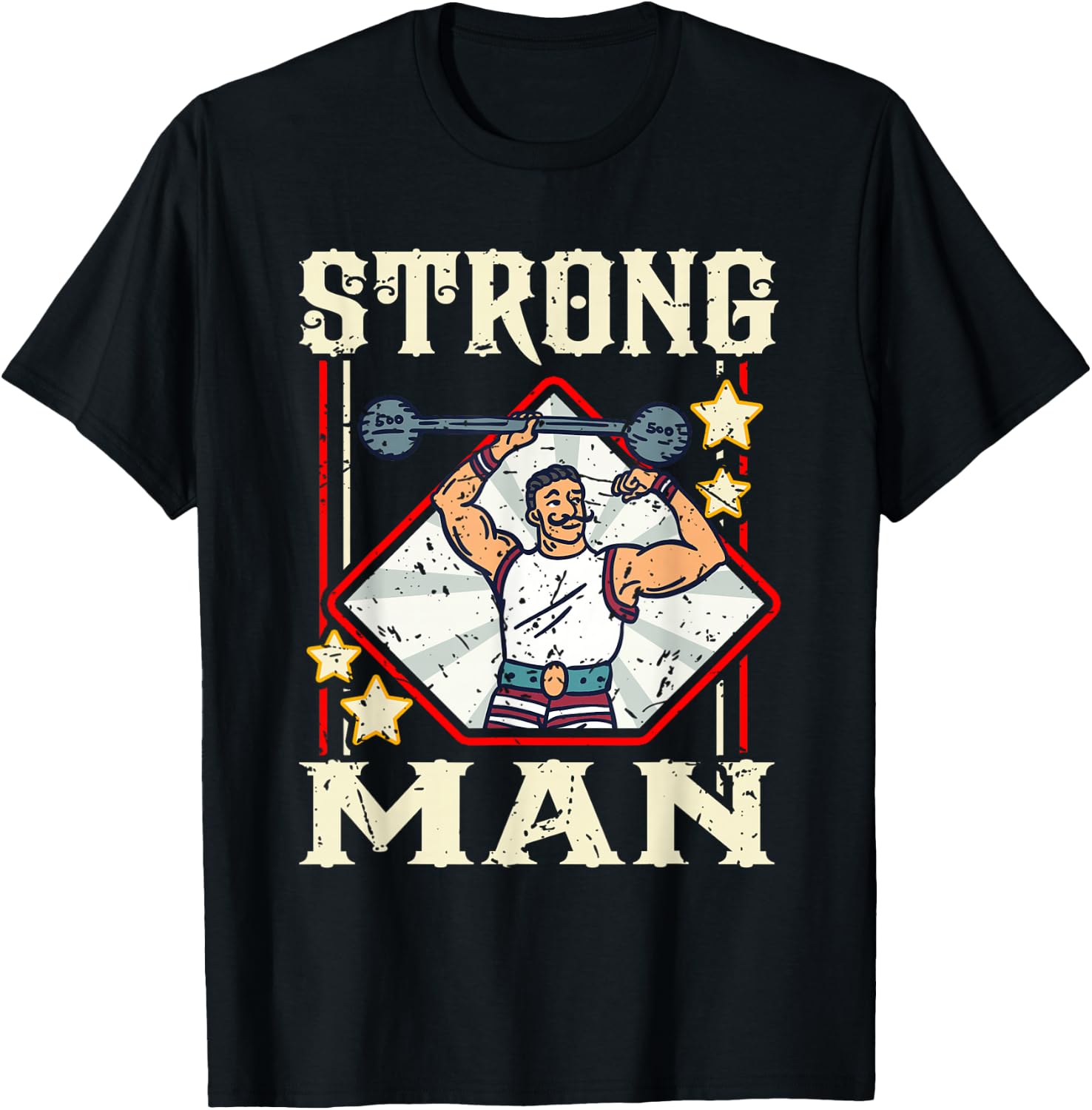 Bearded Strongman Carnival Party Circus Themed Apparel T-Shirt - T-Shirt | Black
