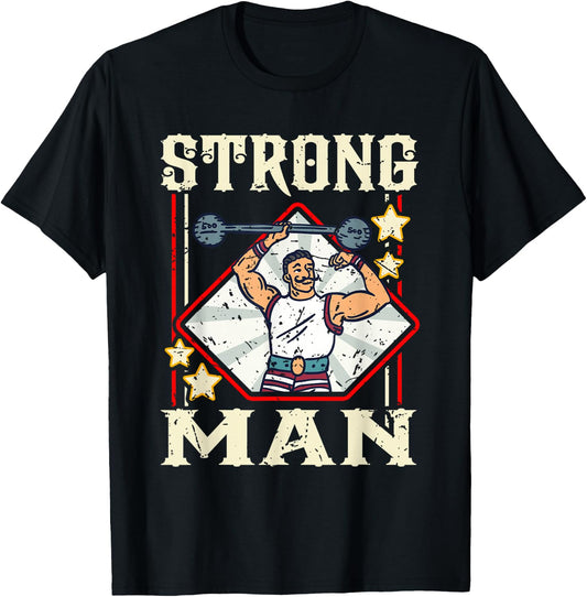 Bearded Strongman Carnival Party Circus Themed Apparel T-Shirt - T-Shirt | Black