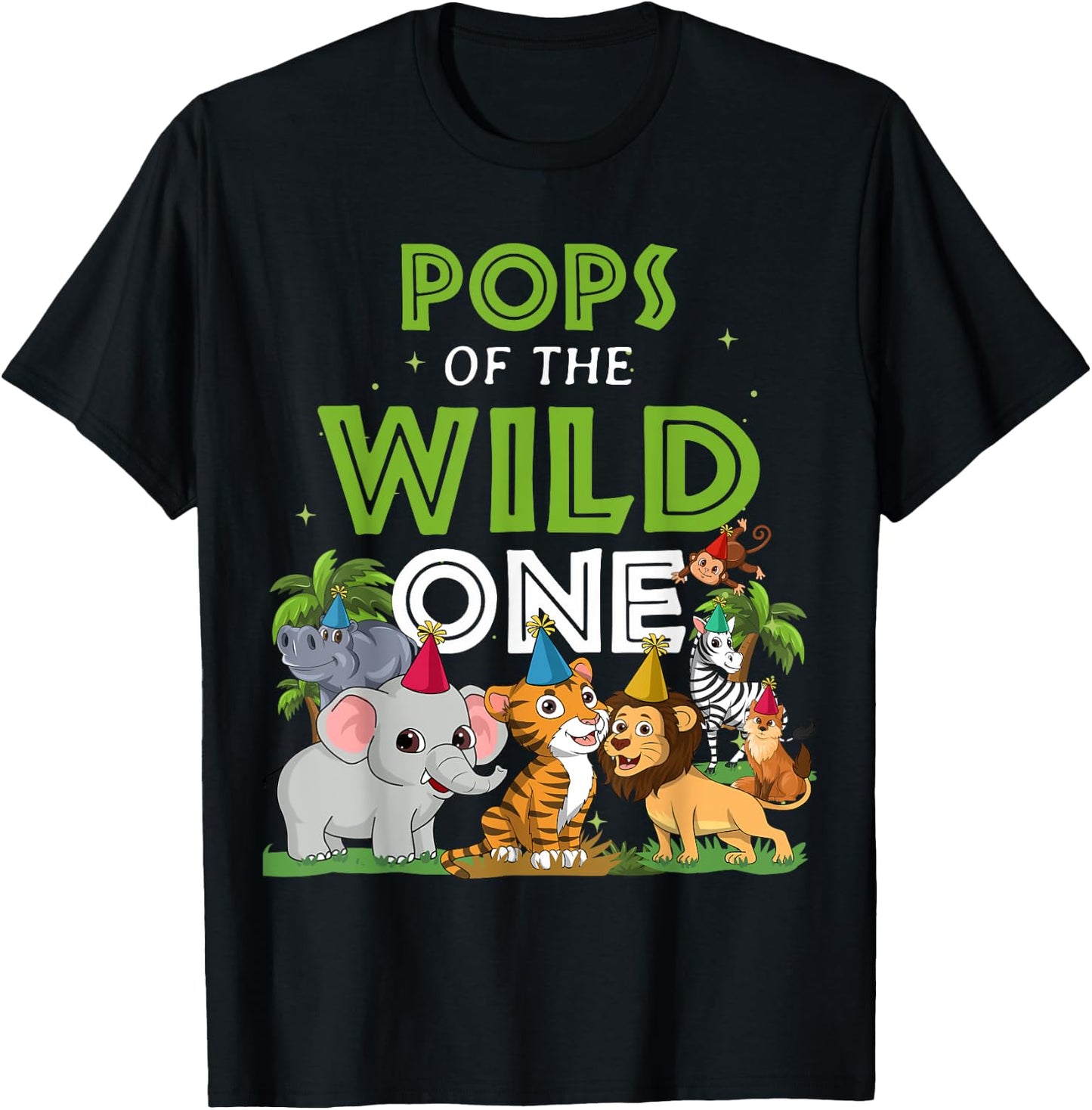 Pops of the Wild One Zoo Birthday Safari Jungle Animal T-Shirt - T-Shirt | Black